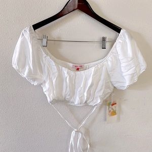 MELE E PERE Cropped Tie-Front Top